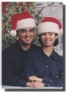 Edsel & Chris with Christmas hats